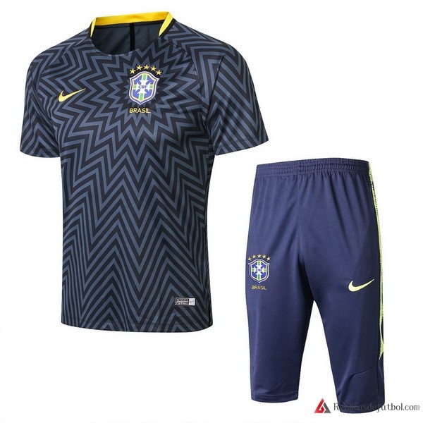 Camiseta Entrenamiento Seleccion Brasil Conjunto Completo 2018 Azul Gris